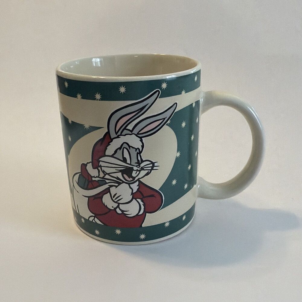 1994 Looney Tunes Bugs Bunny Christmas Warner Bros Store Coffee Mug Vintage